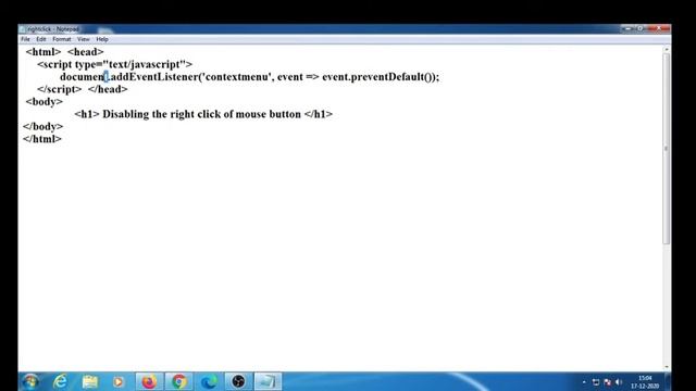 javaScript Tutorial For Beginners | 40. Disabling The Right Mouse Click in javaScript