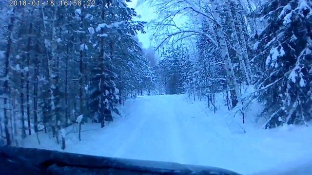 Едем с рыбалки,дорога по зимнему лесу.г.Пермь смотреть онлайн
