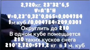 Информация от Станислава Евдокимова. Мой расчёт объёма снега в кубометрах.