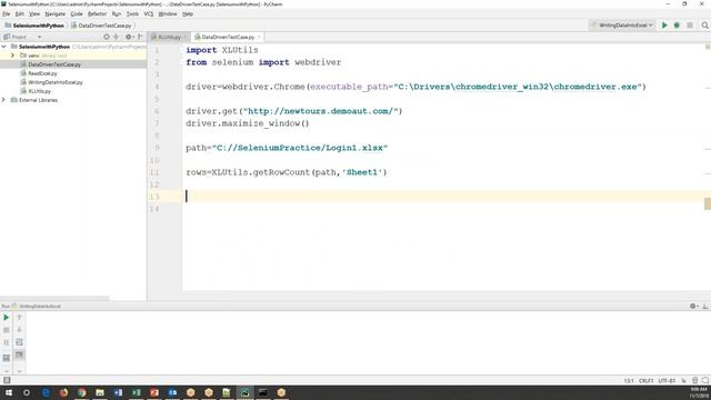 Selenium with Python Tutorial 26-Data Driven Testing using Microsoft Excel + OpenPyXL Module