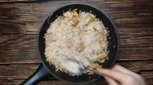 Рецепт на скорую руку  рис с курицей в сковороде