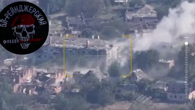 Уничтожение позиции крупнокалиберного пулемёта всу в одном из домов