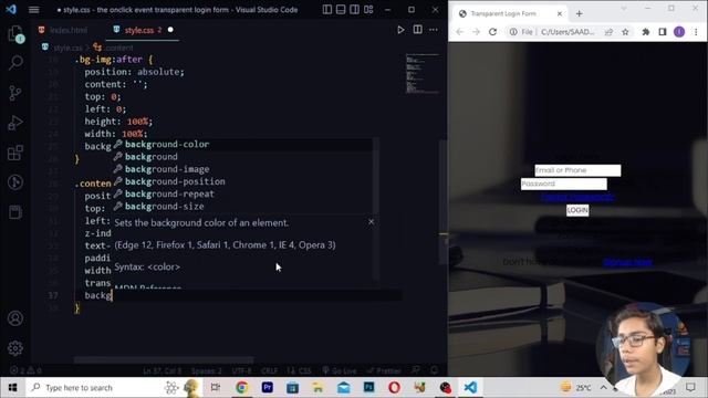 JavaScript Course Project Based Learning #41 - The Onclick Event Transparent Form In Javascript