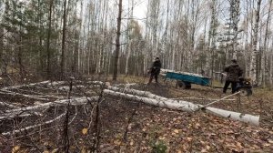 Деревенская жизнь. Заготовка дров для бани. Везём на мотоблоке из леса.