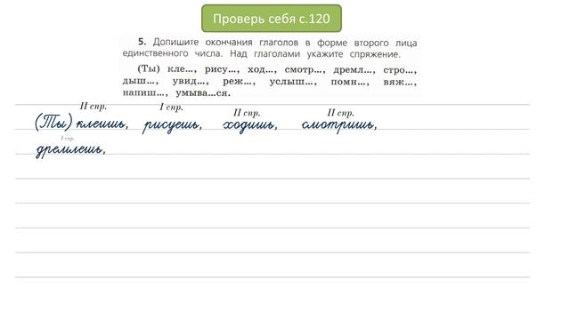 Проверь себя на странице 120. Русский язык 4 класс, часть 2.