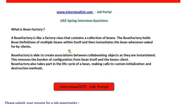 InterviewDot com Job Portal Spring interview What is bean factory смотреть онлайн