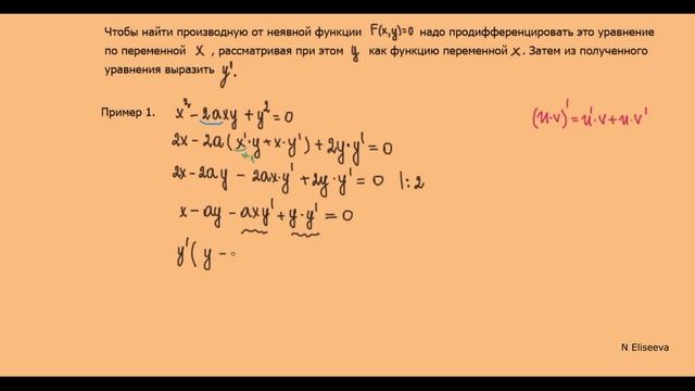 11. Производная неявной функции примеры