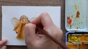 Ангел к Рождеству - мастер-класс по  акварели  для начинающих.  Watercolor painting for beginners.