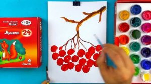 Как нарисовать Рябину / Рисуем Осень в школу красками гуашь