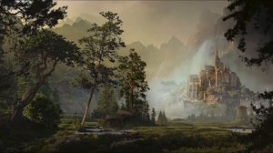 Matte Painting - замок в лесу среди скал. Часть процесса создания