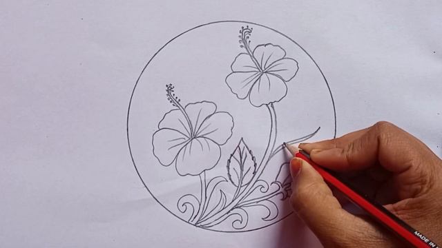 Hibiscus Flower Drawing In Circle | गुड़हल का फूल कैसे बनाते हैं | Gudhal Ka Alekhan Banana Sikhe смотреть онлайн