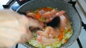 Пшеничная каша с курицей на сковороде.Простой рецепт