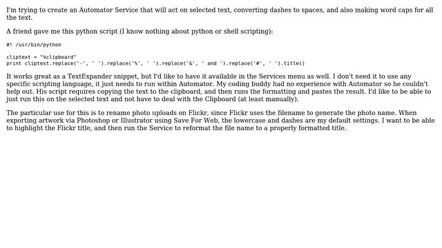 Apple: Create Automator Service With a Python Script? смотреть онлайн