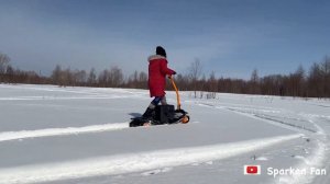 Прокатились на мото сноуборде