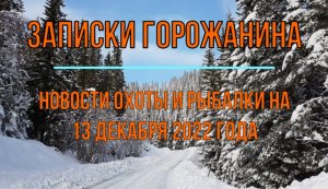 Охота. Рыбалка. Новости на 13 декабря.