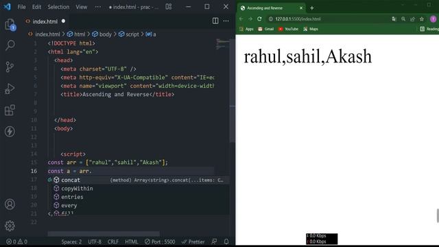 Sort and reverse Array method || JS Tutorial for Beginners in 2022