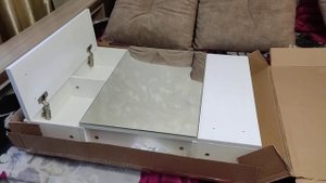 Распаковка — Шкаф с зеркалом для ванной Акваль София 80