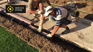 Установка бордюра из гранита "Лезниковское" ГП-5, размер 200*80*L
