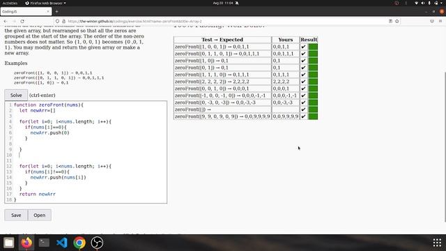 Codingjs (Codingbat) Array-2 --zeroFront  Javascript solution