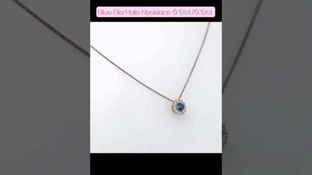 Blue Dia Halo Necklace 0.12ct/0.12ct