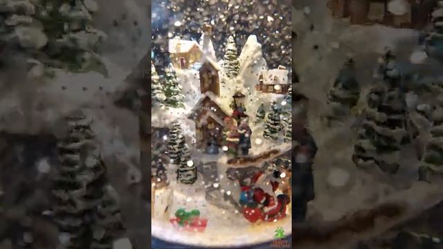 Christmas Snow Globe Santa Claus on Sleigh with Reindeers Musical rotating Glitter domes