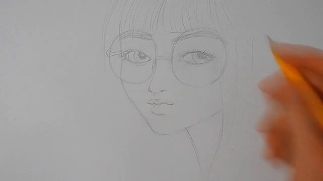 Как нарисовать ПОРТРЕТ ДЕВУШКИ В ОЧКАХ КАРАНДАШОМ/661/How to draw a PORTRAIT of A girl WITH GLASSES