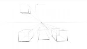 Intro to one point perspective drawing boxes