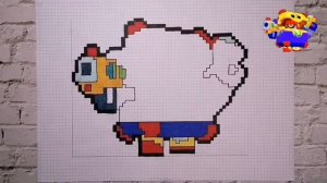 Как нарисовать Дэррила Мегаящик по клеточкам | Brawl Stars