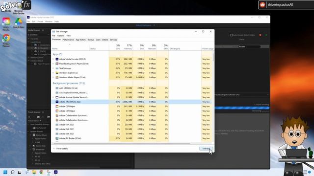 Adobe Media Encoder freezes on last frame - SOLVED