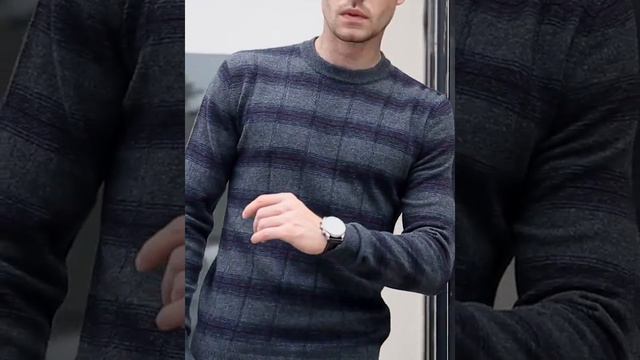 UCAK Brand Sweater Male 2019 Thick Warm Turtleneck Pure Merino Wool Casual Striped Pull Homme