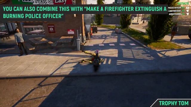 Goat Simulator 3 - Instinct - Make A Firefighter Extinguish A Burning Police Officer & Firetruck