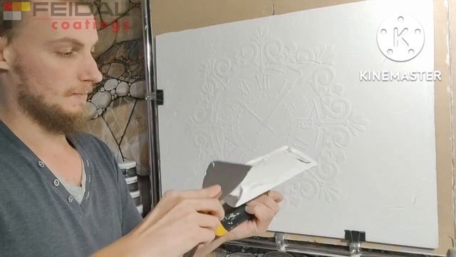 Декоративный узор буквально своими руками! Финишная шпаклевка, руки и трафарет! смотреть онлайн