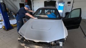 Снятие лобового стекла HONDA ACCORD 6 поколение - подготовка к покраске