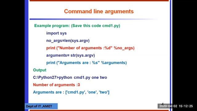 Python Command Line Argument - By Prabhu Shankar