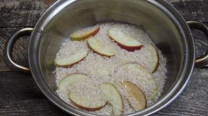 Слоеная рисовая каша с яблоком