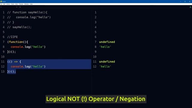 Anonymous Function Call in javascript | Function Expression using Negation & More
