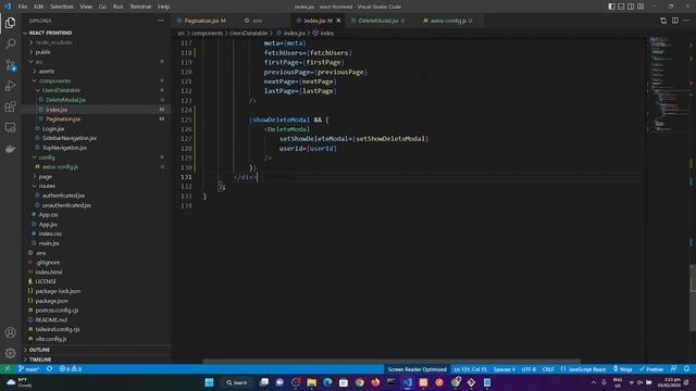 React Datatable with Pagination, DELETE Modal (CRUD) - Create Read Update Delete - Laravel REST API