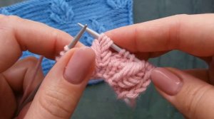 ШИКАРНЫЙ УЗОР ОБЪЕМНЫЕ  ЛИСТЬЯ на изнаночной глади для вязания спицами  свитера, шапки, джемпера