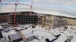 ? Работа башенных кранов: КБ-408.21, КБ-503. Медвежьегорская школа. Медвежьегорск