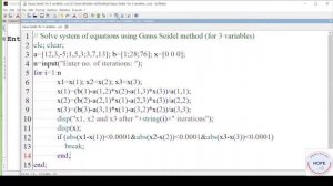 Solve a system of linear equations using Gauss Seidel method in SCILAB