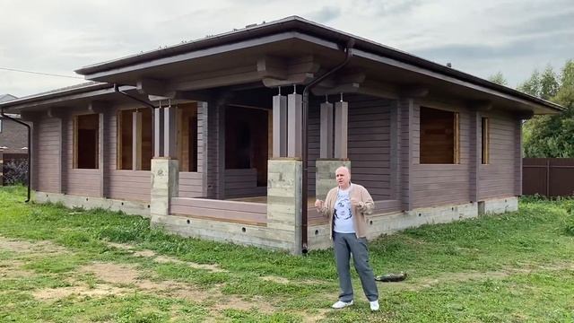 Строительство дома из клеёного бруса площадью 161 кв.м. в один этаж. смотреть онлайн