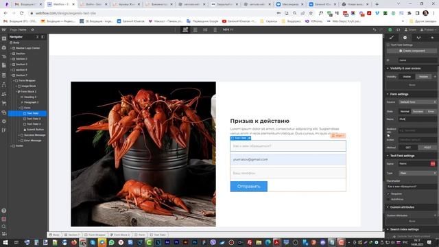 Настройка и верстка форм в WebFlow