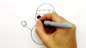 Как нарисовать милого Снеговика к Новому Году Крысы. Новогодние рисунки 2020. Просто рисуем снегови