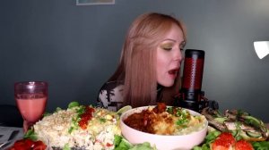 MUKBANG | 2 салата, пюре, гуляш, тарталетки, бутерброды | salads, potatoes with meat, snacks не ASM