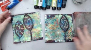 Art Journal Spread with my New LEAF TEXTURE STAMP SET from Joggles--How to create a focal point :)