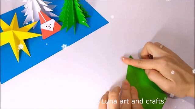 Оригами Елка (Объемная 3D) поделки на Новый год 2023 из бумаги своими руками  Origami Tree