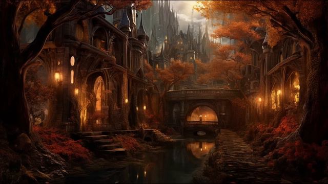 Autumn in Elven City Ambience and Music _ high fantasy ambience with calm music