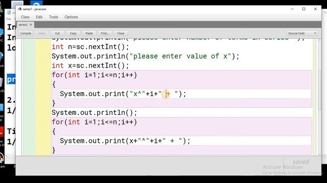Java sum of series 1