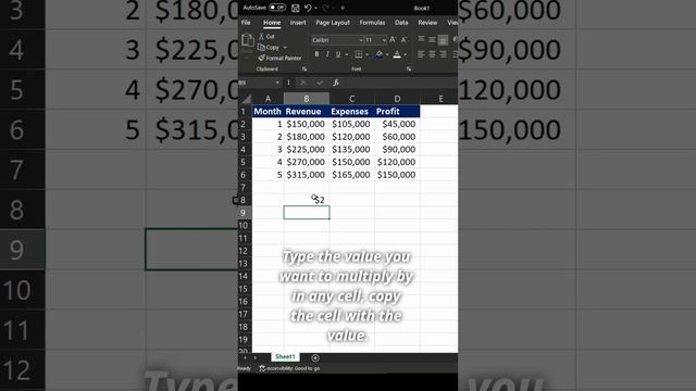 How to Multiply in Excel Without a Formula #Excel #ExcelTips #ExcelTricks #ExcelPasteSpecial #short