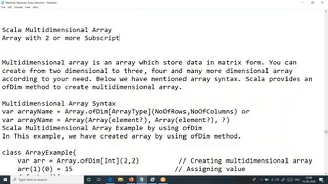 Scala For Apache Spark|Session43|Arrays|Manohar Papasani|manoharpapasani.com